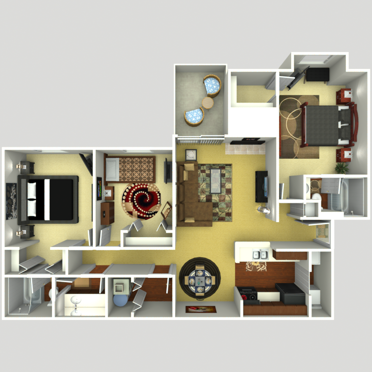 Three Bedroom Two Bath Floor Plan 6